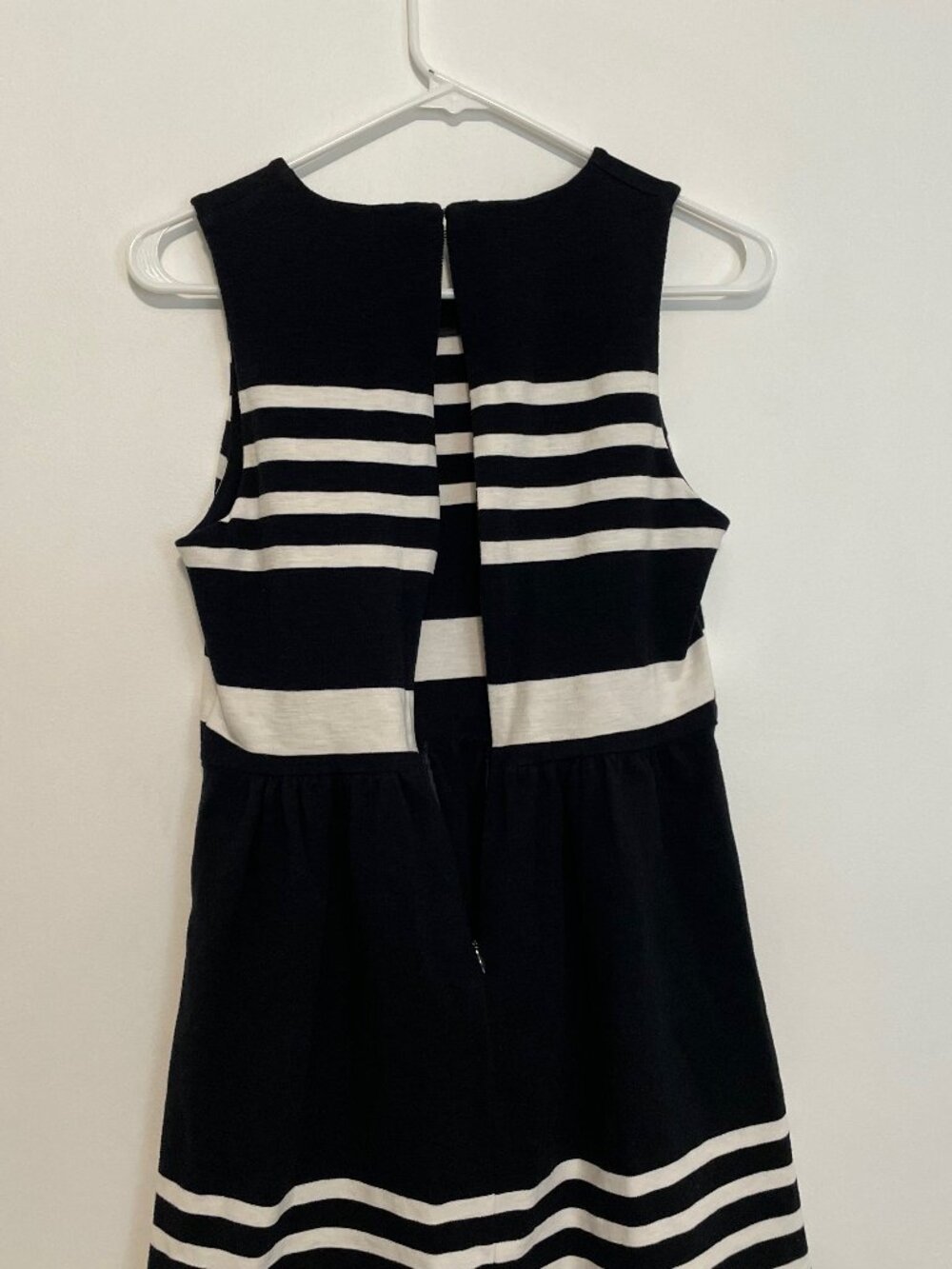 J. CREW Factory Striped Daybreak Dress Black White Sleeveless Mini Fit & Flare - Picture 15 of 16